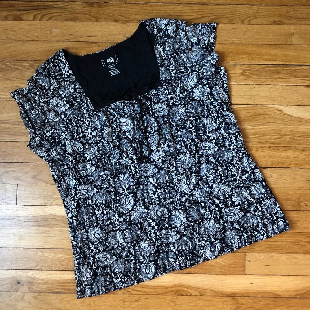 Black & White Lace Overlay Top